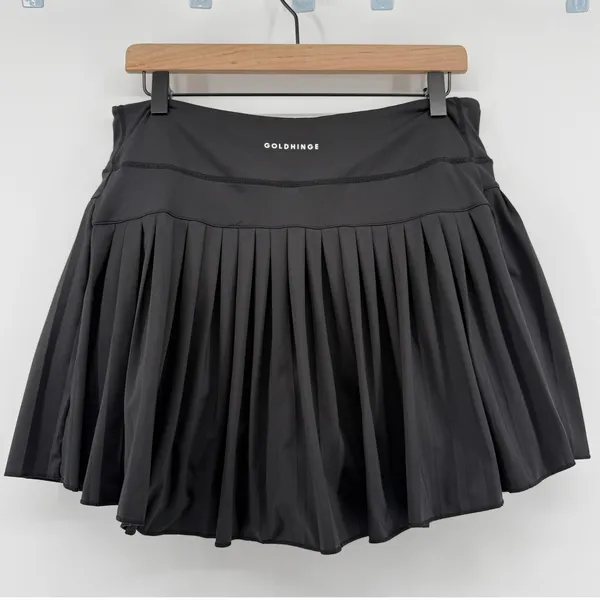 Gold Hinge Pleated Tennis Skirt Skort Black Women XL Preppy Pickleball Active - Image 5