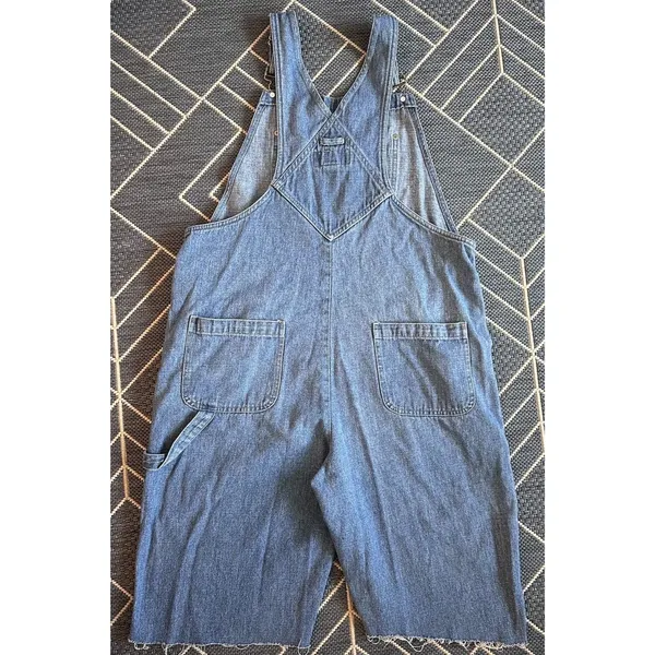 Vintage 90's Crazy Horse Liz Claiborne Women's Denim Overalls Crop Raw Hem Blue - Image 9