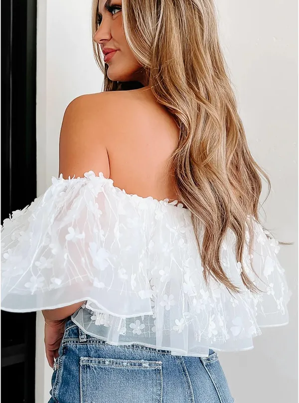Nana Macs Ruffle Floral Crop Top - Image 2