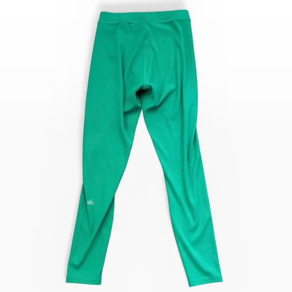 Alo Yoga Small Ribbed High Waist Leggings 27" Green Athleisure Yoga Pants Cozy‎ - Image 2