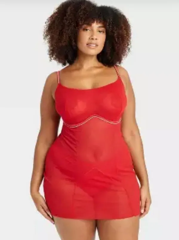 Women's Rhinestone Lingerie Dress - Auden Red - Image 5