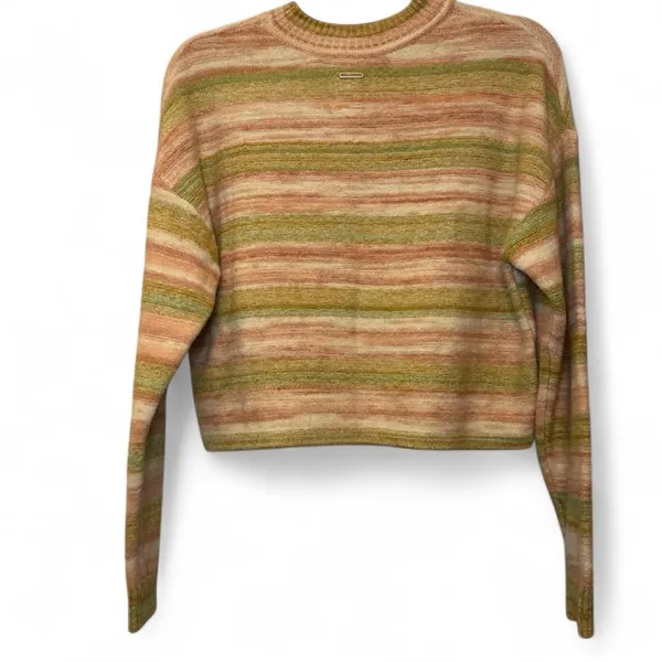 NEW Billabong Retro 70s Pink Sunset Stripped Crop Knit Jumper Sweater — MEDIUM - Image 3