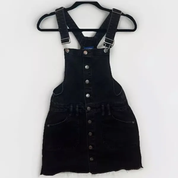 Arizona Jean Co Denim Jumper Dress Overall Jean Black Size Small Grunge Y2K Goth - Image 2