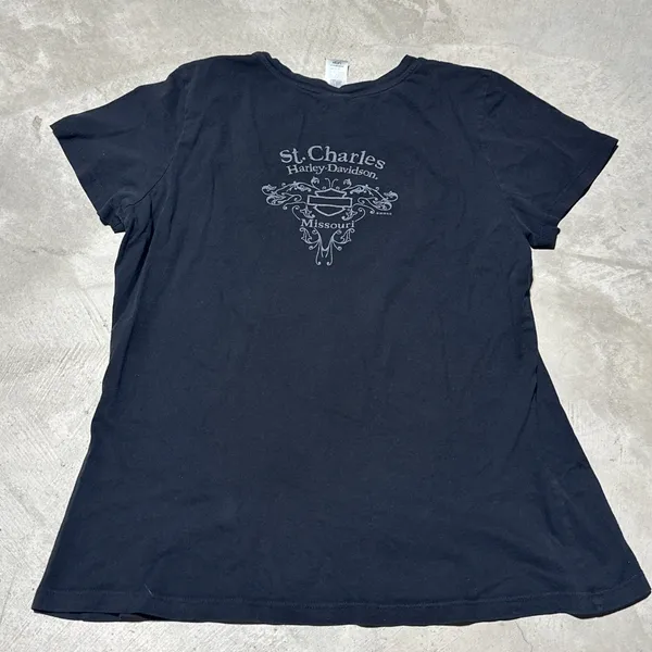 Harley Davidson Looney Tunes Rally Girls Womens SZ L Graphic Tee Shirt Black - Image 8