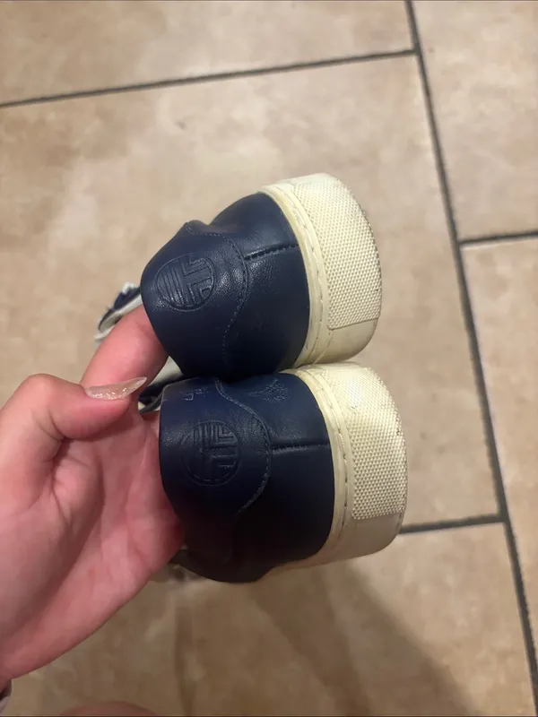 Tory Burch Tory Sport Navy Ruffle Leather Lace Up Sneakers - Image 6