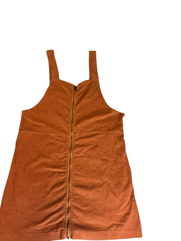 Urban Outfitters Don't Ask Why Orange Corduroy Zip-Front Jumper Dress - Size L - Image 2