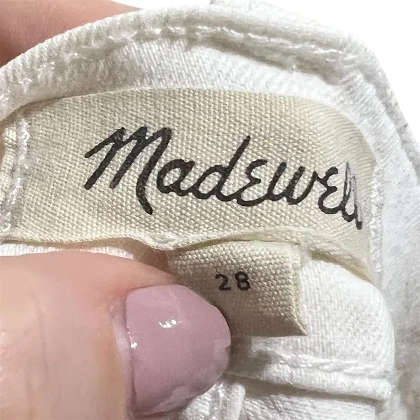 Madewell Women's White Denim Button-Front Mini Skirt Size 28 - Image 8