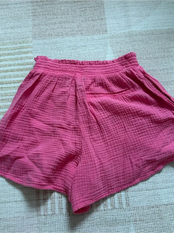 Aerie Women’s Pink Gauze 100% Cotton Pull-On Shorts Pockets size XSmall NEW - Image 4
