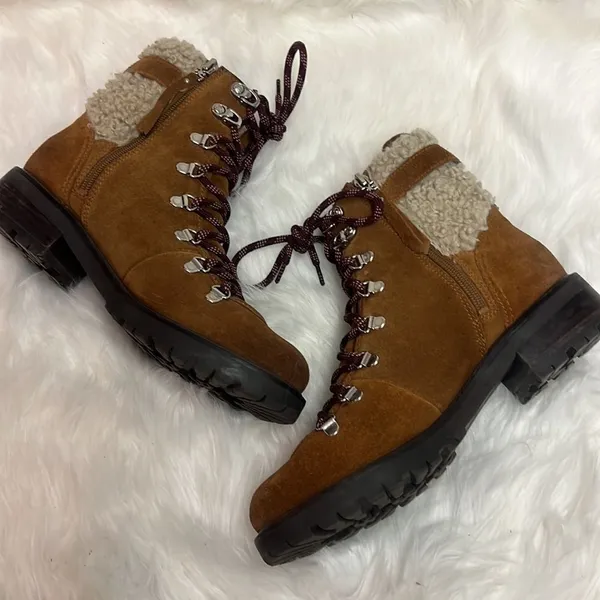 Sam Edelman Brown Tenlee Suede‎ Sherpa Hiker Winter Boots Size 8 B61 - Image 7