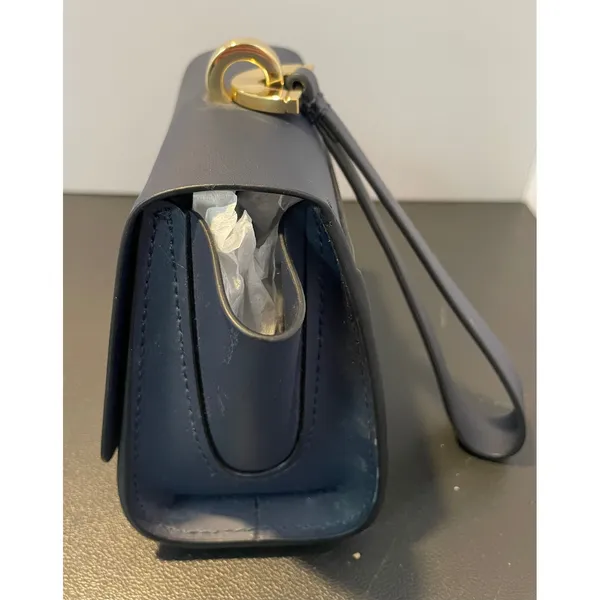 ZAC Posen Womens Small Belay Mini Wristlet Clutch Navy Blue Gold Hardware NEW - Image 11