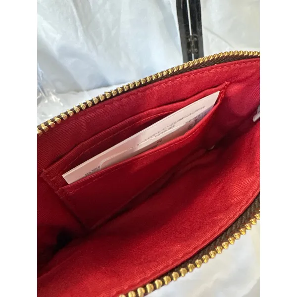 Coach Corner Zip Wristlet in Brown Red Signature Canvas NWT - Image 4