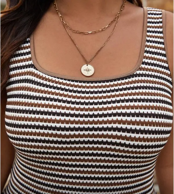 Woven Striped Dress Multiple Size L - Image 2