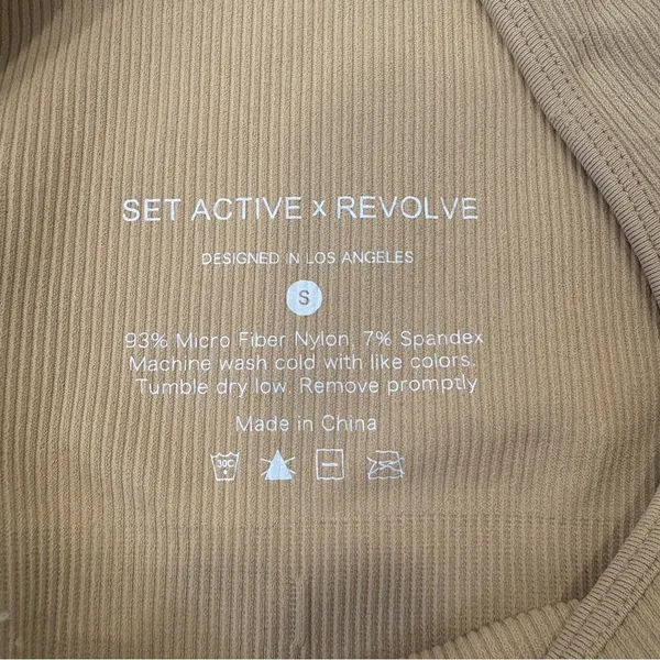 🌟Set Active🌟 X Revolve Box Cut Seamless Ribbed Sports Bra Nude Pampas Sz S - Image 5