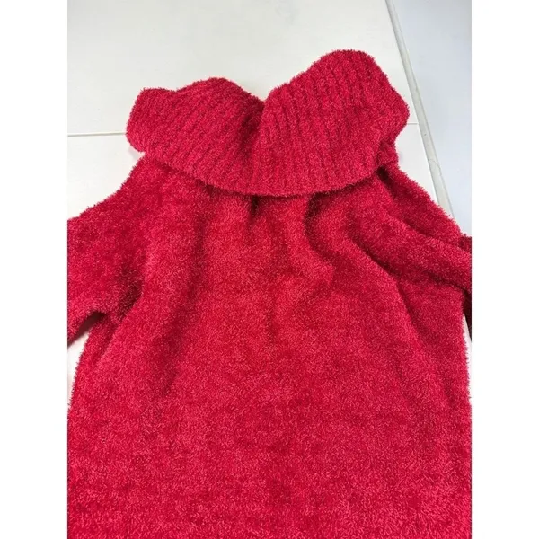 Cato‎ Red Fuzzy Cowl Neck Long Sleeve Tunic Sweater Top Women's Size L - Image 3