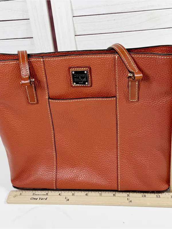 Dooney & Bourke Lexington Small Shopper Tote Bag Pebble Leather Carmel Brown - Image 10