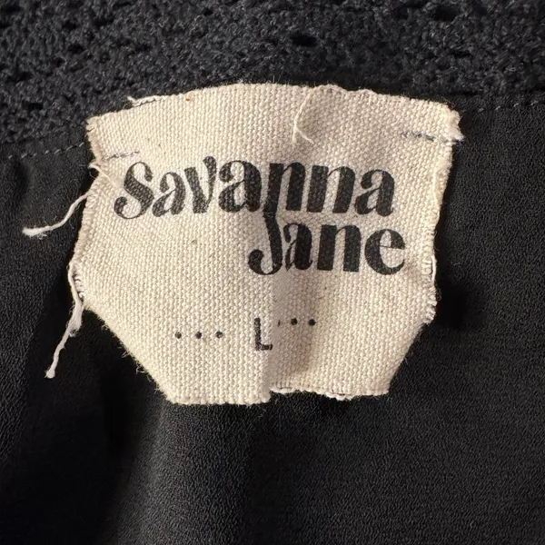 Savanna Jane Large Peplum Top Floral Embroidered Swiss Dot Lined Ruffled Crochet - Image 9