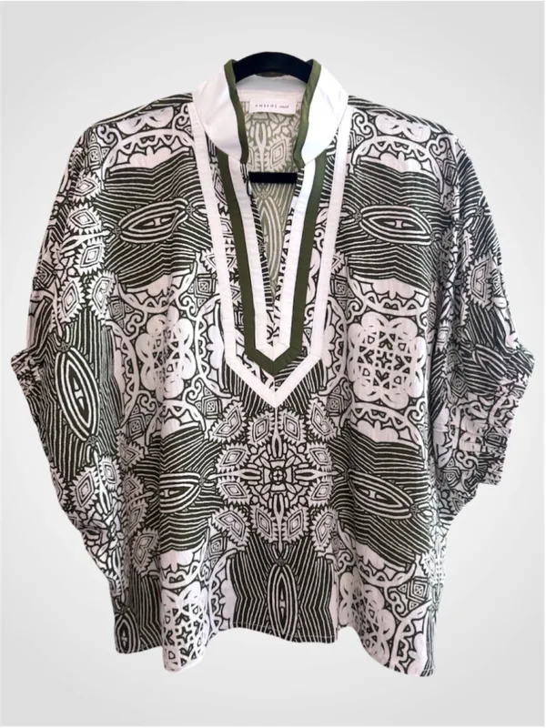 Entro Abstract Dolman Blouse Top in Green Size S - Image 2