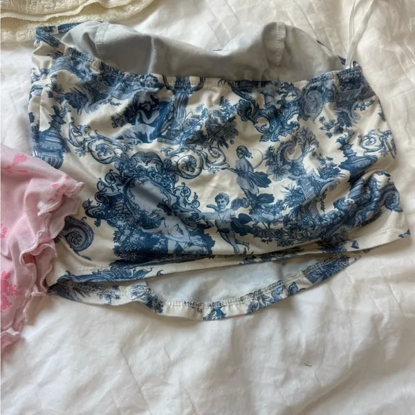 SHEIN Crop Tops Set - White, Cream, Pink,‎ Blue Floral - Image 8