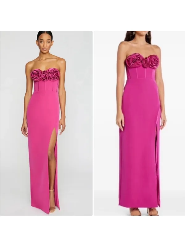 Monique Lhuillier Stella Rosette Strapless Dress - Image 5