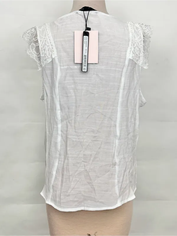 NWT Herve Bernard White Lace-Trim Button Front Women’s Top Lightweight XL - Image 3