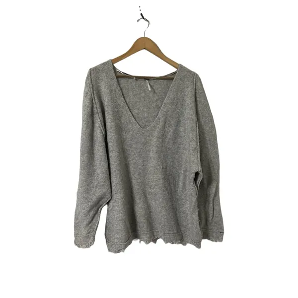 FREE PEOPLE Irresistible Gray Wool Fringe Sweater Pullover Top - Image 6