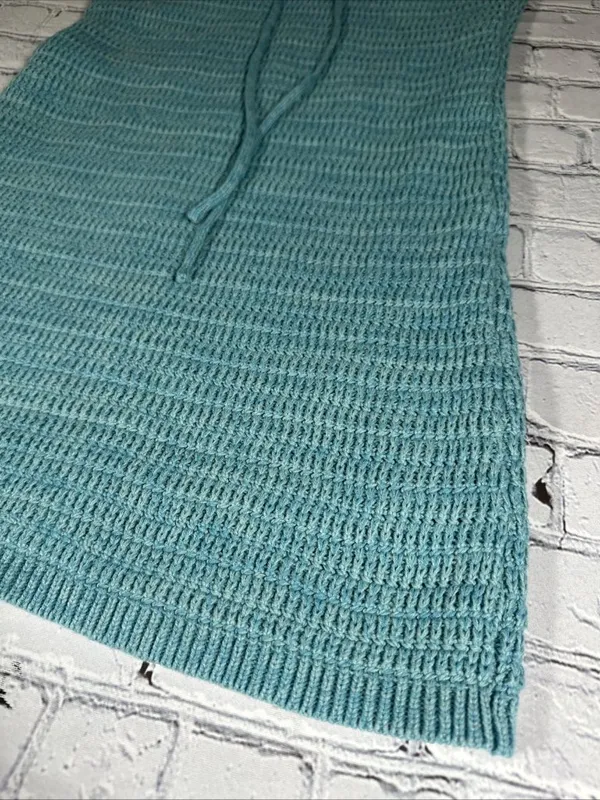Olive + Oak Sz M Crochet Knit Mini Dress Marled Turquoise Tie Front Lined NWT - Image 12