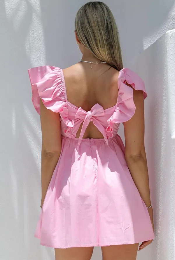 Amazon V Neck Knot Back Mini Dress - Image 4