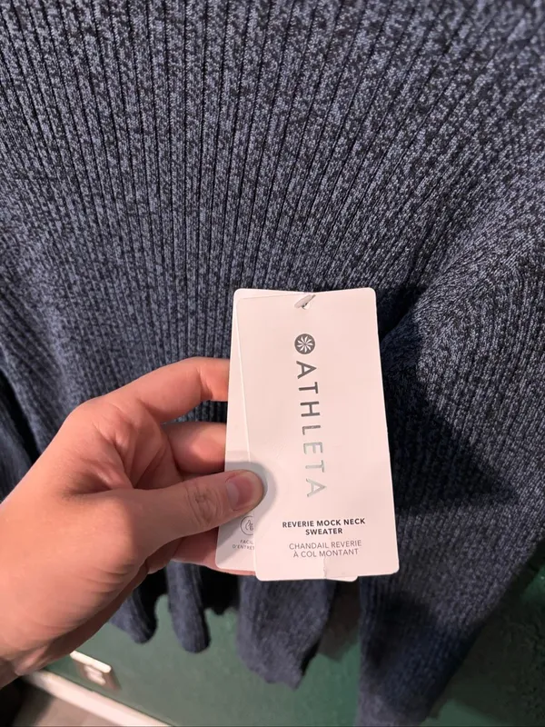 Athleta Womens Blue Reverie Mock Neck Long Sleeve Pullover Sweater Size Large NW - Image 2