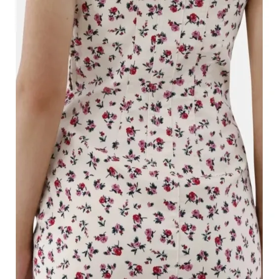 No Boundaries Womens Denim Dress Size M Ditsy Floral Print Mini Tank Sleeveless - Image 11