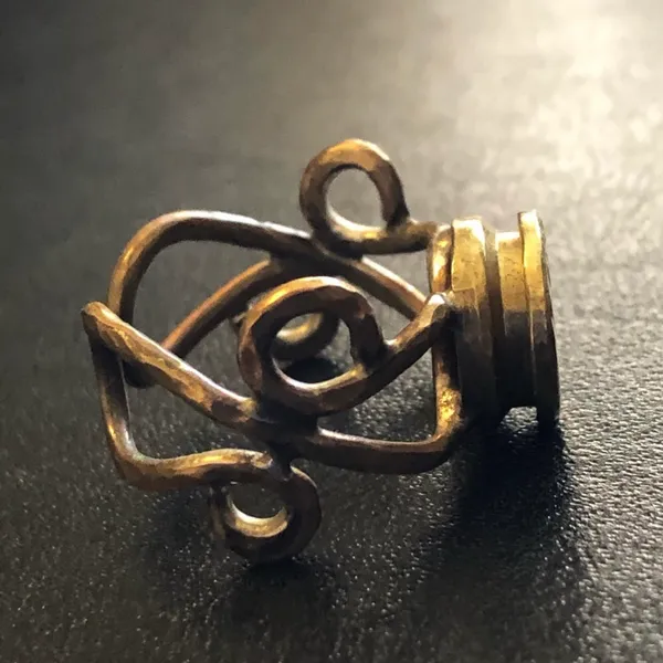 Vintage handmade hammered brass bullet primer ring - Image 7