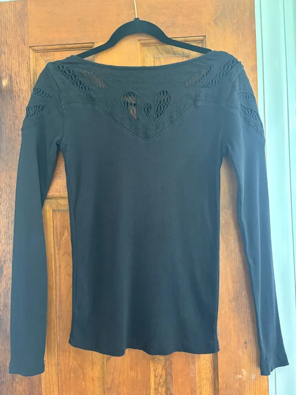 Free People Black Tie Long Sleeve Shirt - Image 5