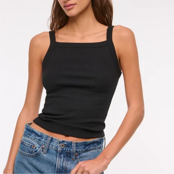 Abercrombie & Fitch Straight Neck Rib Tank Brown Small - Image 5