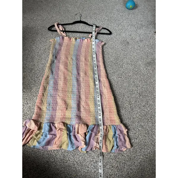 American Eagle Rainbow‎ Pastel Smocked Ruffle Trim Mini Dress - Size S - Image 5