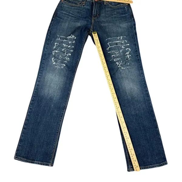 Levi's Distressed‎ Straight Leg Jeans with Artistic Ripped Detail Medium Wash - Image 3