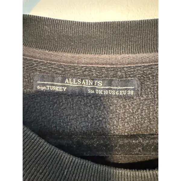 AllSaints Black Crewneck Sweatshirt With Sheer Overlay Women’s‎ Size 6 - Image 4