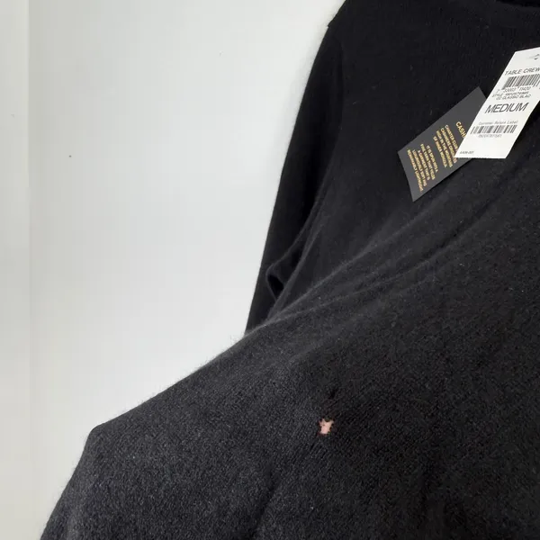 Charter Club Luxury 100% Cashmere Black Crew Sweater Capsole FLAW Womens Medium - Image 6