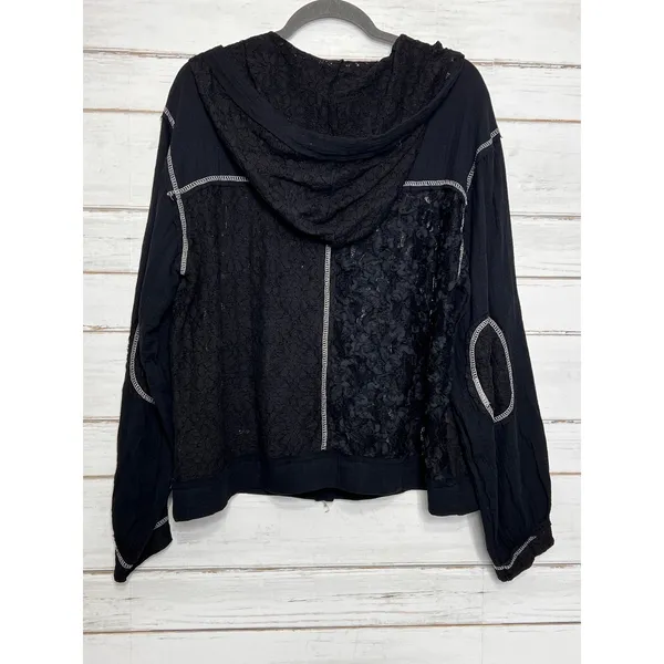POL Black Lace Mixed Media Utility 2 Piece Matching Set Jacket Pants Small - Image 5
