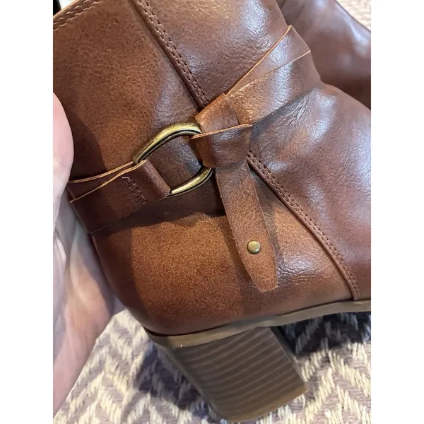 Frye & Co Italia Brown Ankle Boots Womens Size 9M Side Zip Block Heel Booties - Image 3