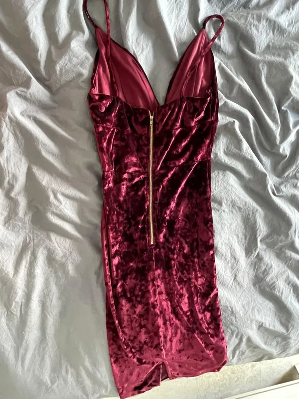 Velvet Midi Dress Red Size XS - Image 5