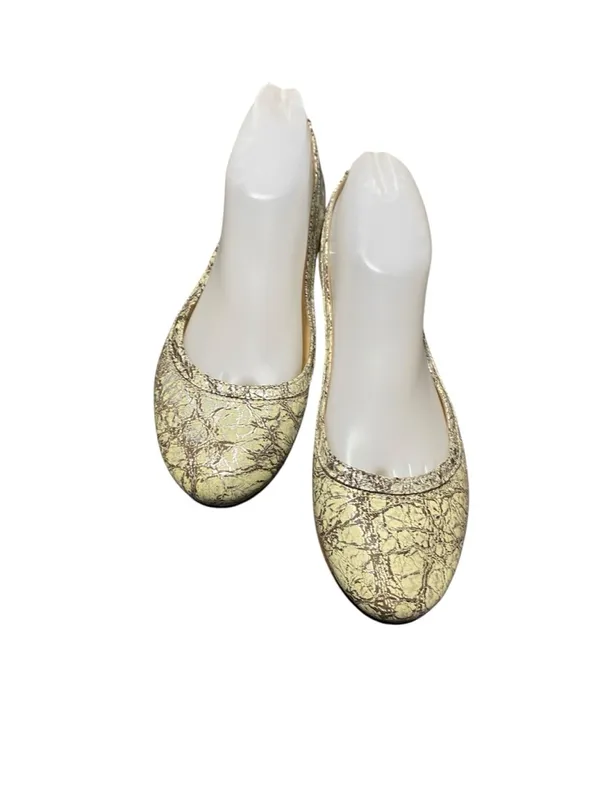Frye Carson Metallic Cracked Ballet Leather Flats Size 8:5 - Image 3