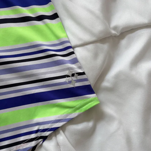 Jofit Womens Large Sleeveless Tennis Golf Polo Shirt Striped Green White Active - Image 2