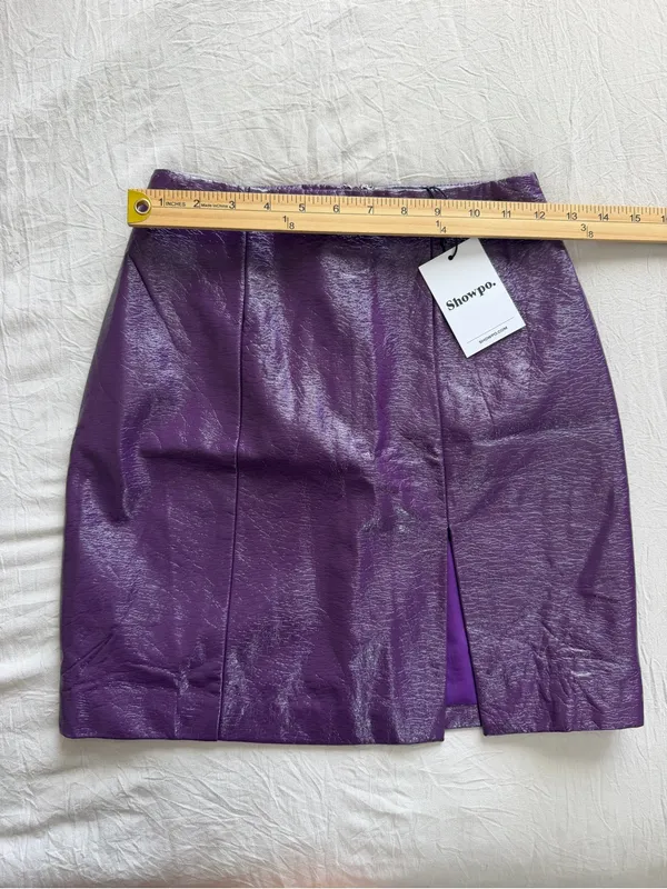 Showpo. Shimmery Purple Faux Leather‎ Mini Skirt - Image 5