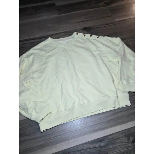 American Eagle Outfitters Cream Crewneck Sweater with Shoulder Buttons - Image 2
