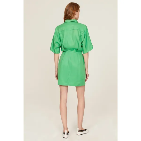 THAKOON COLLECTIVE Green Twill Short Sleeve Shirt Button Front Mini Dress Size 6 - Image 2