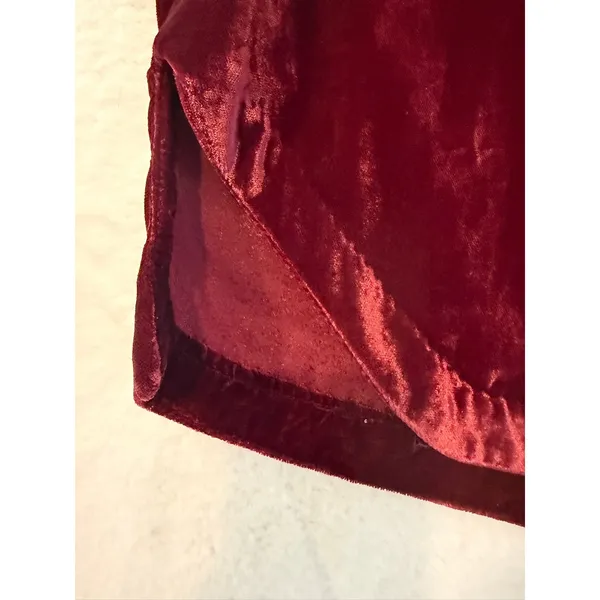 Free People Burgundy Velvet Side Slit Mini Skirt Wine Red Holiday‎ Party Evening - Image 5