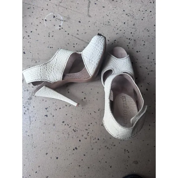 Pedro Garcia Womens Sz 38 White Toscana Leather Peep Toe Sandal Pump Shoes - Image 4