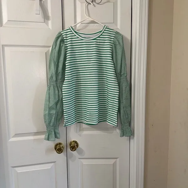 Addison Bay Stripe Long-sleeve Crewneck Pull-on Top(Size Medium) - Image 9