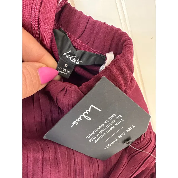 NWT Lulus Splendid Aura Plum Purple Chiffon Pleated Strapless Maxi Dress Size S - Image 5