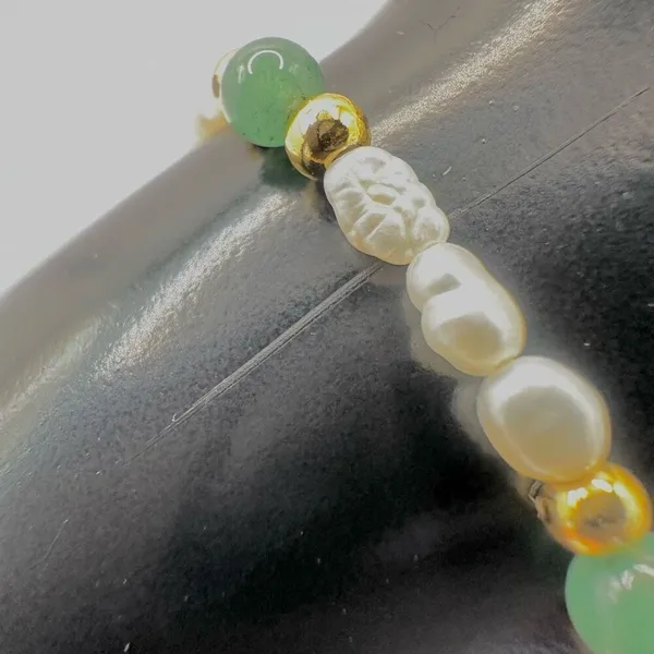 Jade freshwater Pearl stretchy bracelet Green - Image 8