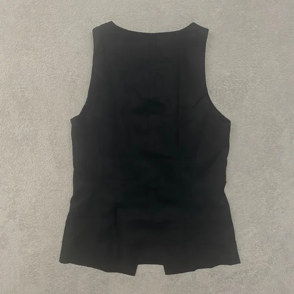 Madewell Vest Womens Size‎ 00 Crewneck Cutaway Drapey Twill True Black NZ980 - Image 9